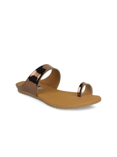 

Shoetopia Women Copper-Toned Solid Synthetic One Toe Flats