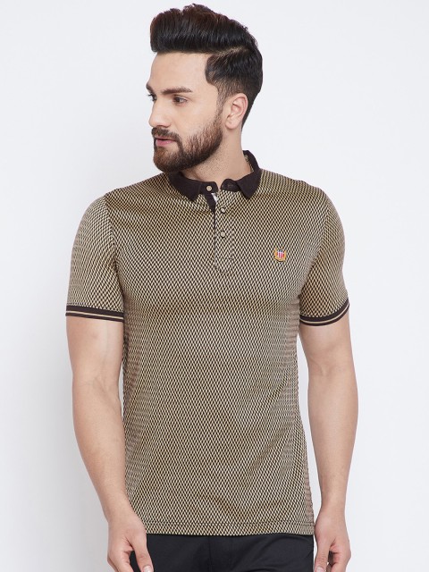 

Duke Men Brown Printed Polo Collar T-shirt