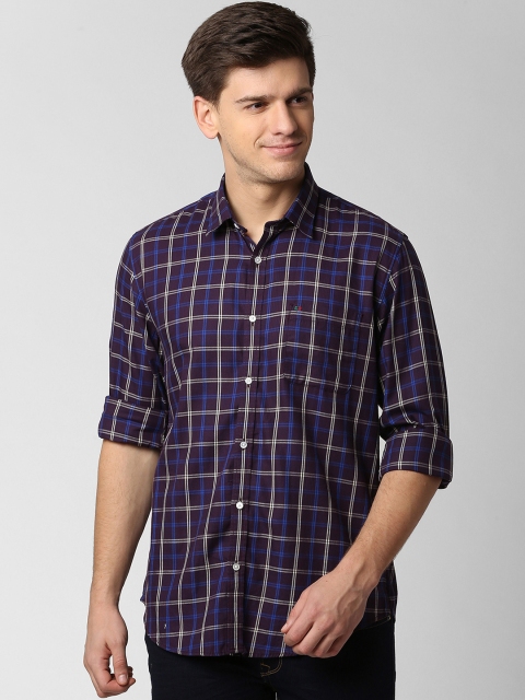 

Peter England Casuals Men Purple & White Slim Fit Checked Casual Shirt