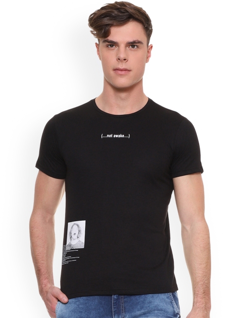 

People Men Black Printed Round Neck T-shirt