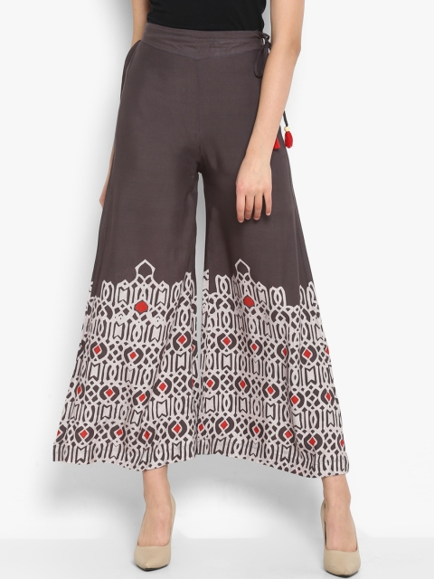 

Janasya Women Mauve Wide Leg Printed Palazzos