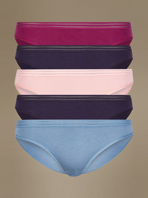 

Marks & Spencer Pack of 5 Solid Women Briefs 14167BLUE MIX, Blue