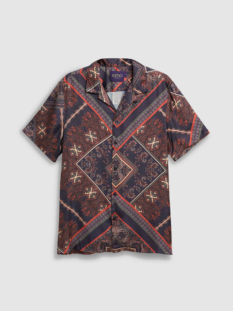 

next Men Black & Brown Regular Fit Printed Casual Shirt