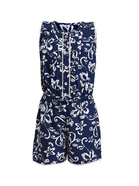 

Aarika Navy Blue Printed Playsuit