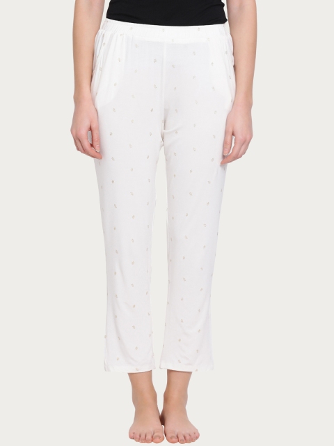 

Clovia Women White Printed Pyjamas LB0135P18XL