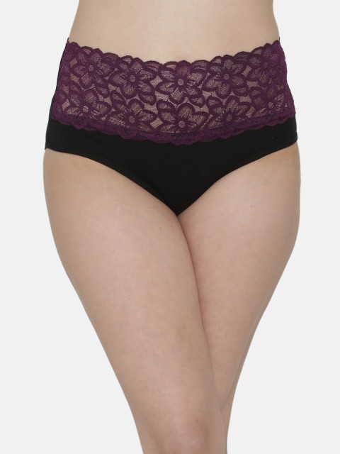 

Clovia Women Purple & Black Solid Hipster Briefs PN2865P13XL