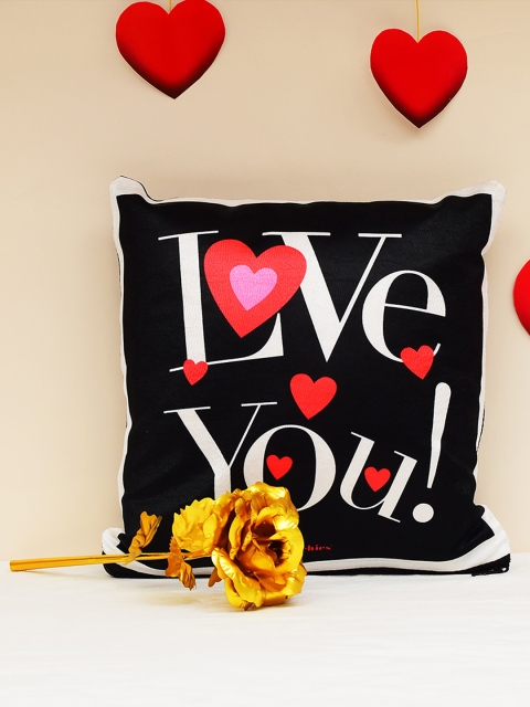 

Archies Love Gifts Multicoloured Printed Cushions & 24K Golden Rose Set, Multi