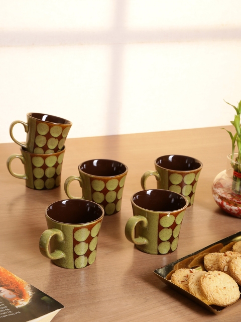 

GOODHOMES Brown Set Of 6 Textured Stoneware Mug Set