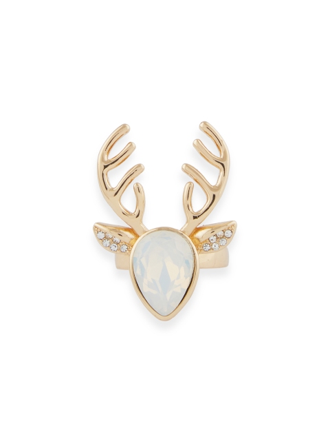 

ChicMela Women Gold-Toned Stone-Studded Finger Ring