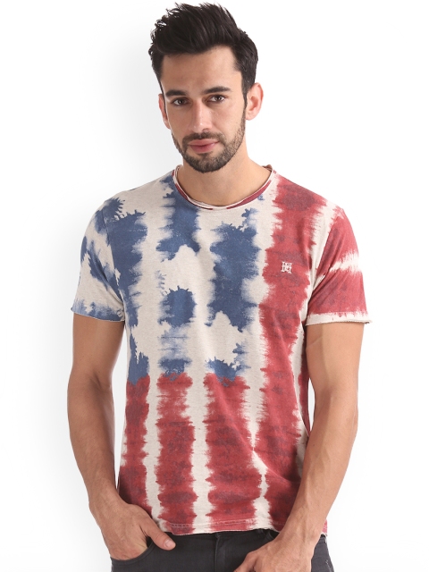 

Ed Hardy Men Blue & Red Dyed Round Neck T-shirt