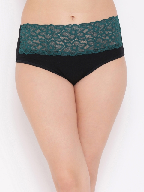 

Clovia Women Teal Blue & Black Lace Hipster Briefs PN2807P17