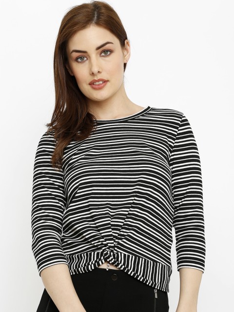 

Kraus Jeans Women Black & White Striped Top
