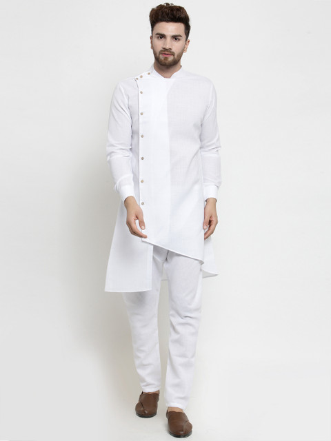 

TREEMODA Men White Solid Straight Kurta