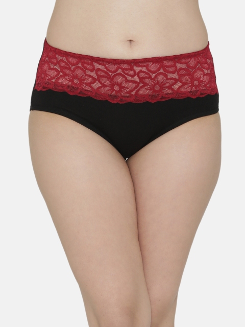 

Clovia Women Maroon & Black Hipster Briefs PN2807P09XL