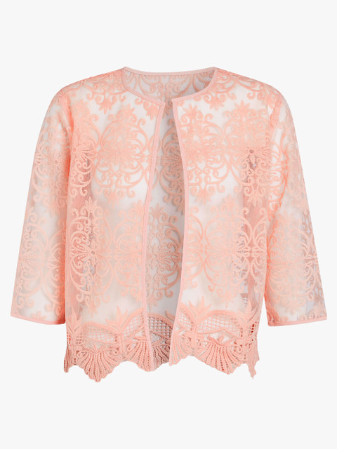 

next Pink & Off-White Self Design Open Front Shrug