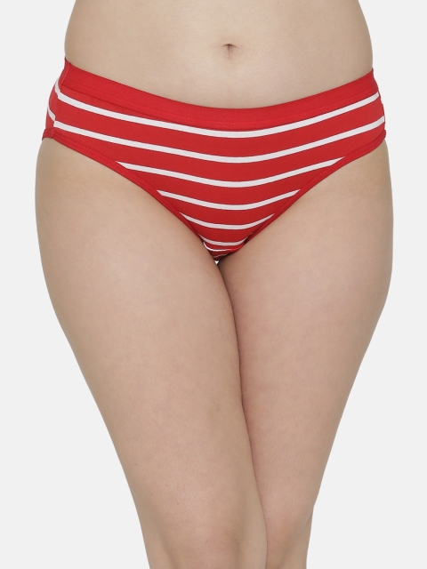 

Clovia Women Red & White Striped Briefs PN2932P04XL