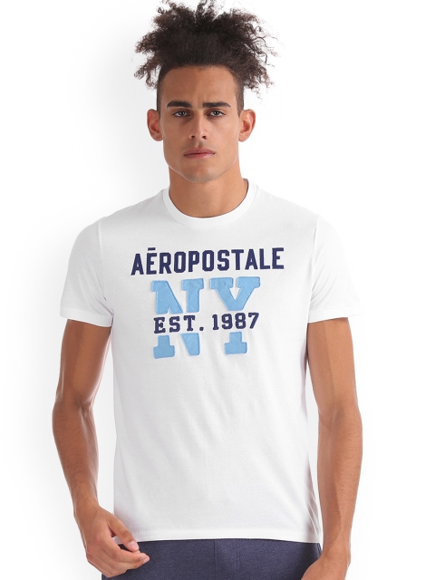 

Aeropostale Men White Printed Round Neck T-shirt