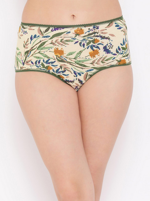 

Clovia Women Green & Beige Printed Hipster Briefs PN2965P11XL