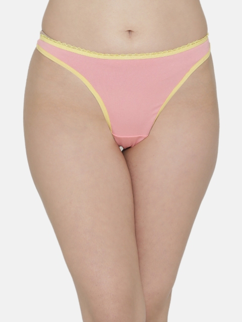 

Clovia Women Pink Solid Thongs Briefs PN2918P22