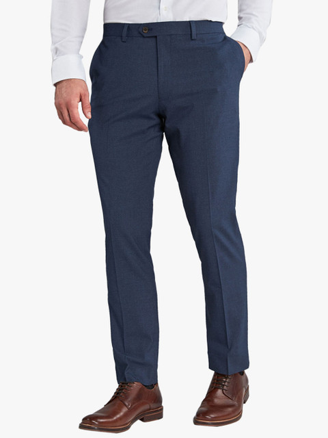 

next Men Blue Solid Regular Fit Formal Trouser