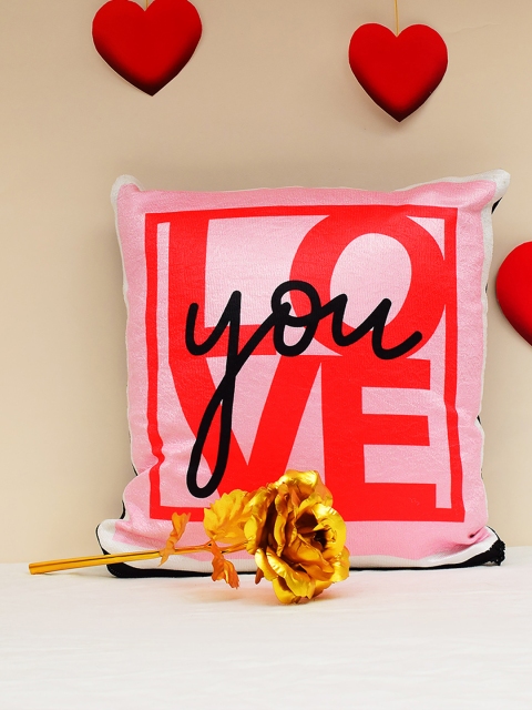 

Archies Love Gifts Pink 1st Valentines Day Special Cushion & 24K Golden Rose Set