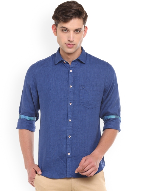 

Linen Club Men Navy Blue Regular Fit Solid Linen Casual Shirt