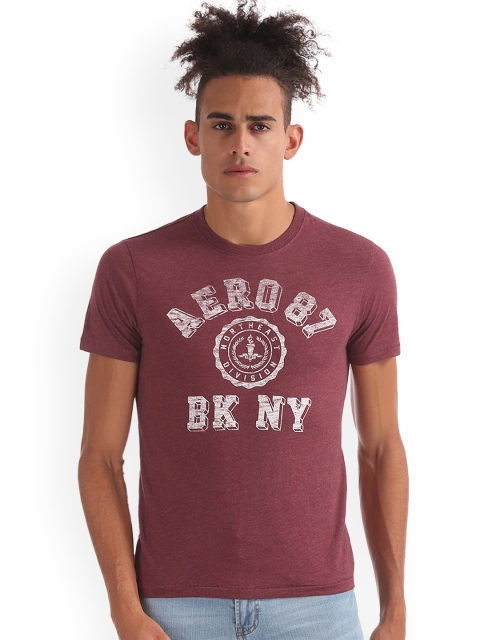 

Aeropostale Men Purple Printed Round Neck T-shirt