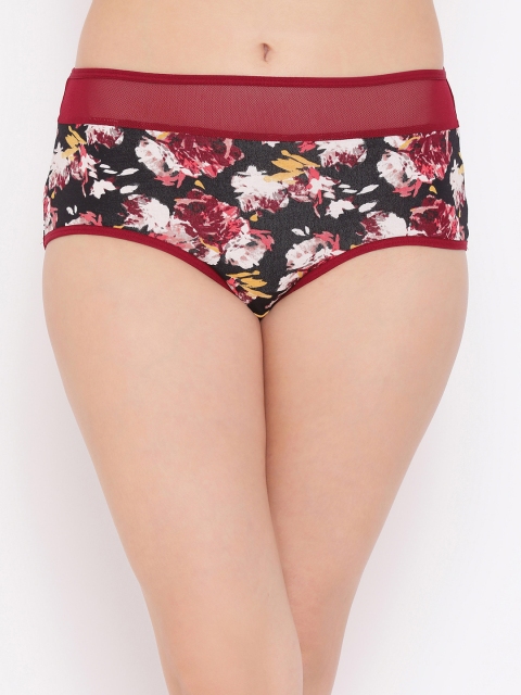 

Clovia Women Maroon & Black Printed Briefs PN2988P09XL