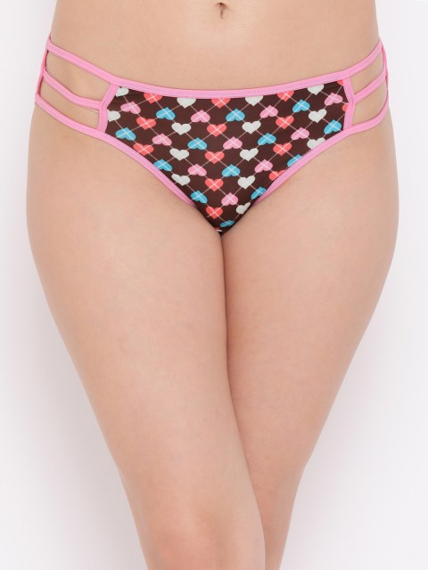 

Clovia Women Brown & Pink Printed Mid-Rise Hipster Briefs PN2971P06XL