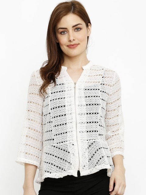 

Kraus Jeans Women White Self Design Tailored Jacket