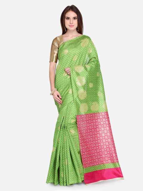 

Silk Bazar Green Cotton Blend Printed Ikat Saree
