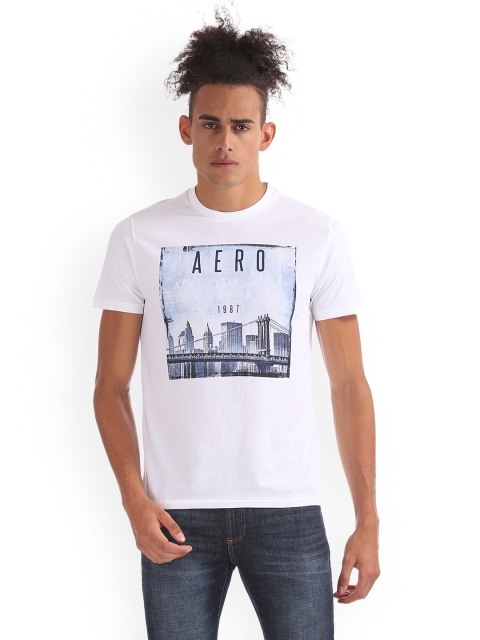 

Aeropostale Men White Printed Round Neck Pure Cotton T-shirt
