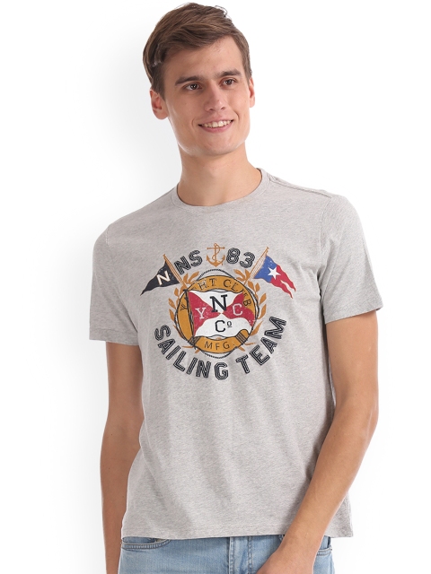 

Nautica Men Grey Printed Round Neck T-shirt