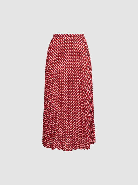

next Women Red & Black Printed Accordion Pleated Flared Skirt