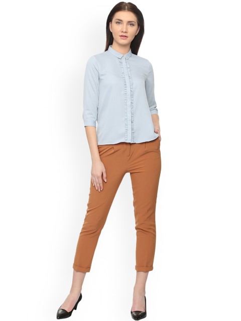

Van Heusen Woman Blue Regular Fit Solid Casual Shirt