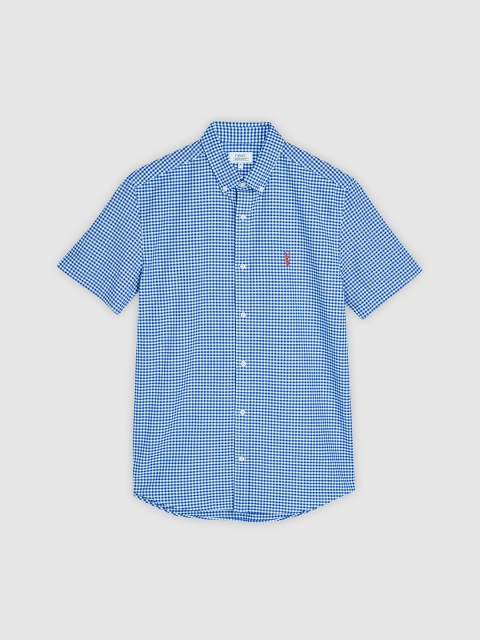 

next Men Blue & White Regular Fit Checked Casual Shirt