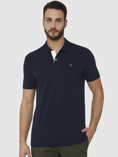 

SELECTED Men Navy Blue Solid Polo Collar T-shirt
