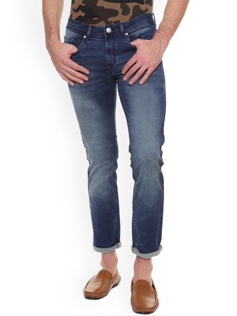 

People Men Blue Slim Fit Mid-Rise Clean Look Stretchable Jeans
