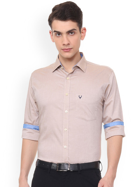 

Allen Solly Men Beige Slim Fit Solid Formal Shirt