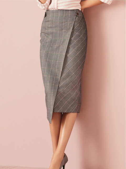 

next Women Grey Checked Skirts