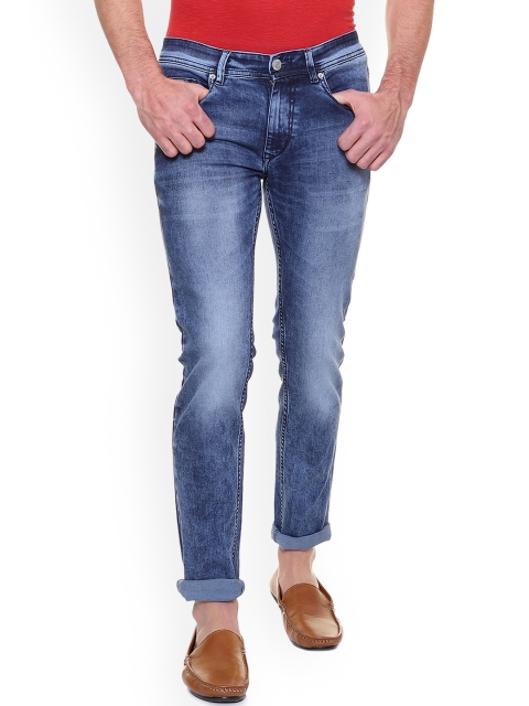 

People Men Blue Slim Fit Mid-Rise Clean Look Stretchable Jeans