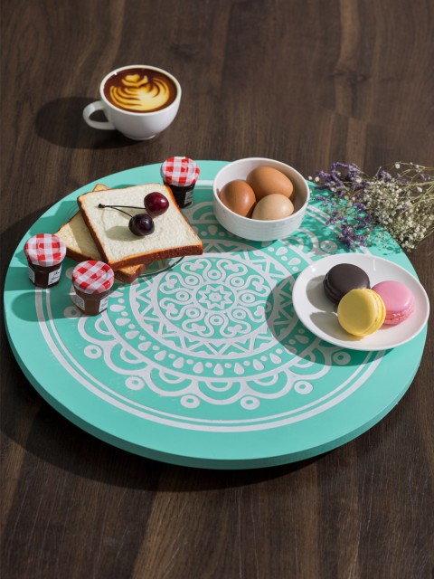 

Chumbak Turquoise Blue & White Rotating Tray