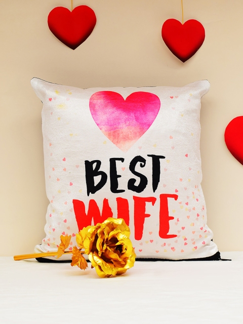

Archies Love Gifts White Printed Cushion & 24K Golden Rose Set