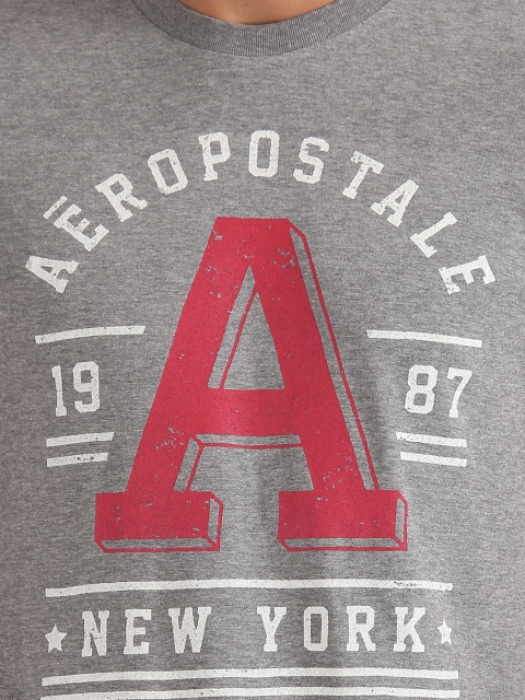 

Aeropostale Men Grey Printed Round Neck T-shirt