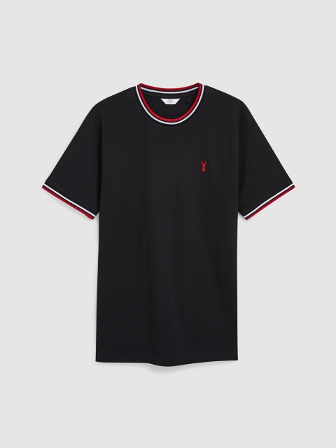 

next Men Black Solid Round Neck T-shirt