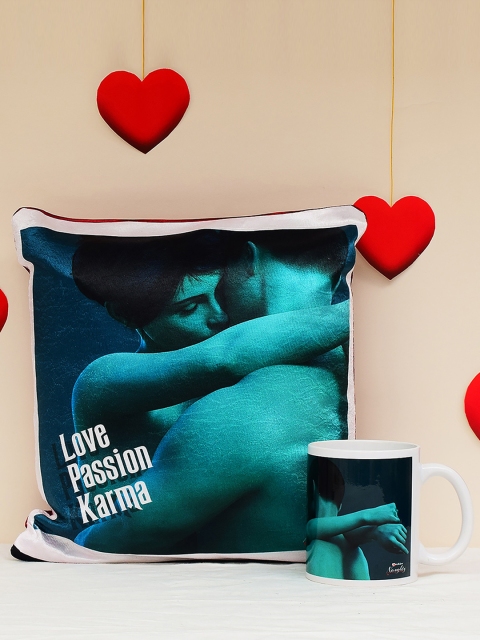 

Archies 1st Valentines Day Special Teal Blue Printed Mug & Cushion Combo Set