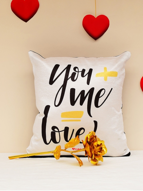 

Archies Love Gifts White Printed Cushion & 24K Golden Rose Set