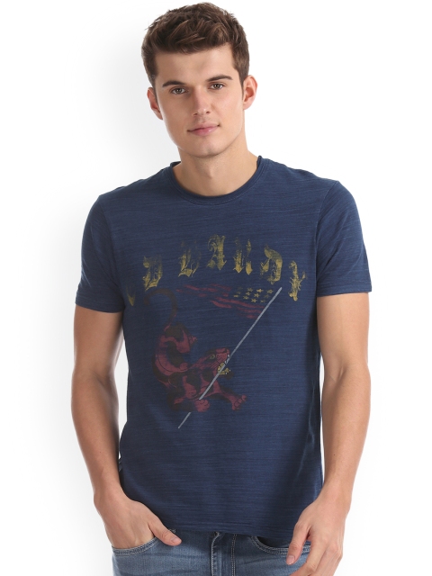 

Ed Hardy Men Navy Blue Printed Round Neck T-shirt