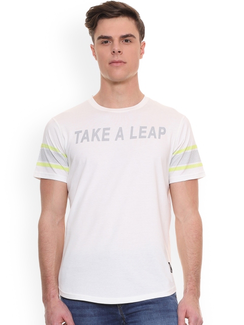 

People Men White Solid Round Neck T-shirt