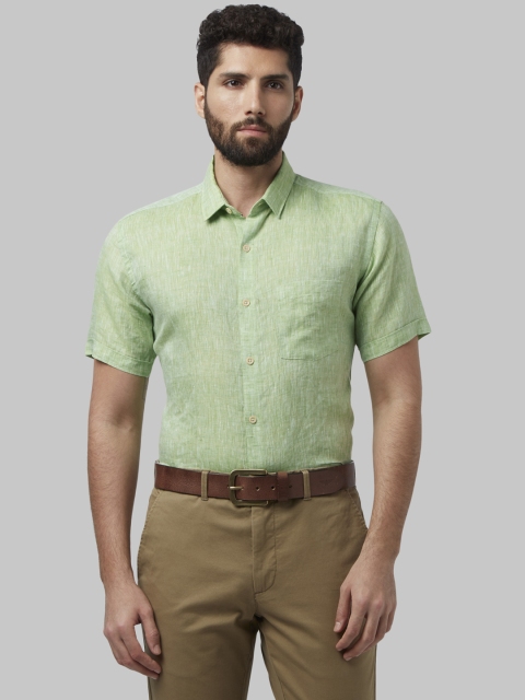 Park Avenue Men Green Slim Fit Solid Formal Shirt